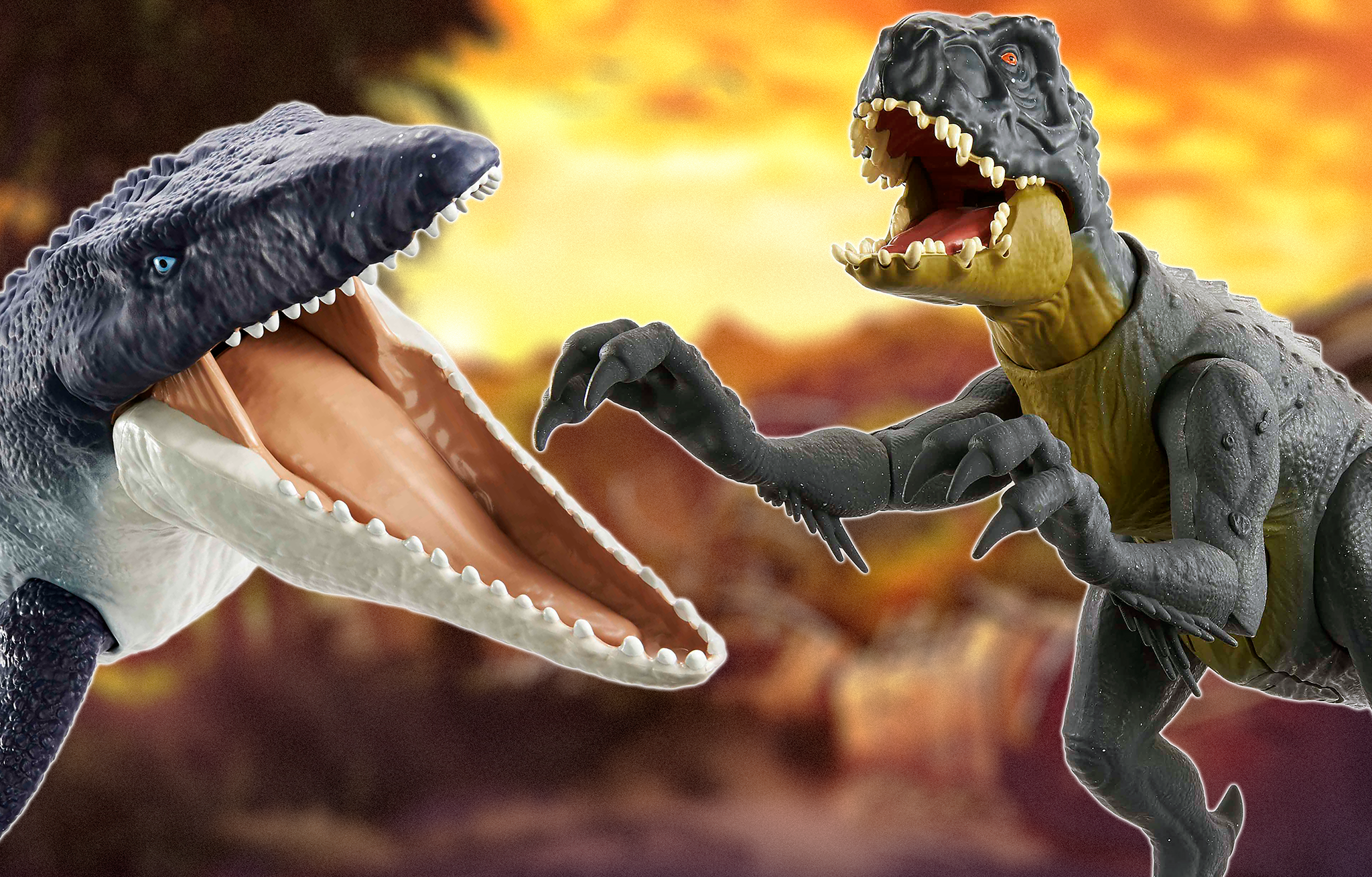 First Look at Mattel’s Scorpios Rex and Eco-Friendly Mosasaurus From Camp Cretaceous!